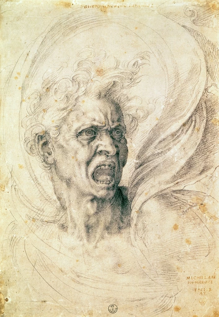Studio di un uomo che grida - Gabinetto dei Disegni e Stampe, Galleria Degli Uffizi, Firenze